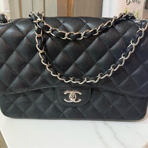 Chanel Black Caviar Quilted Shoulder bag and matching wallet